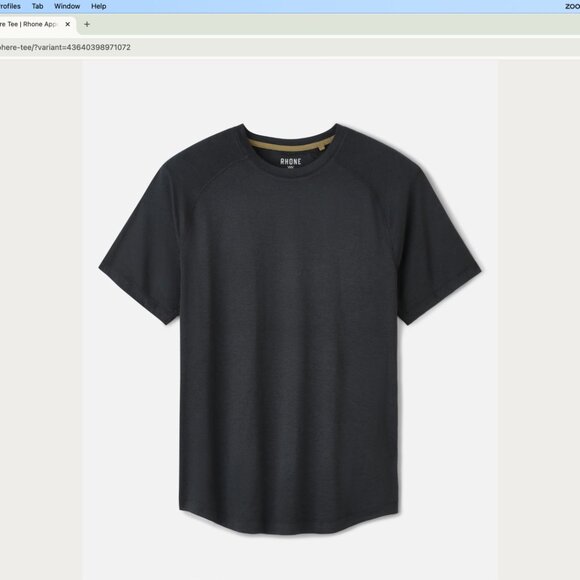 RHONE Atmosphere Tee, Black, Workout Shirt, Curved hem - Picture 2 of 3